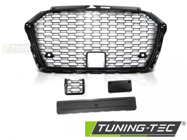 Upgrade Sportgrill / Kühlergrill für Audi A3 8V Facelift 17+  Hochglanz schwarz in Wabendesign